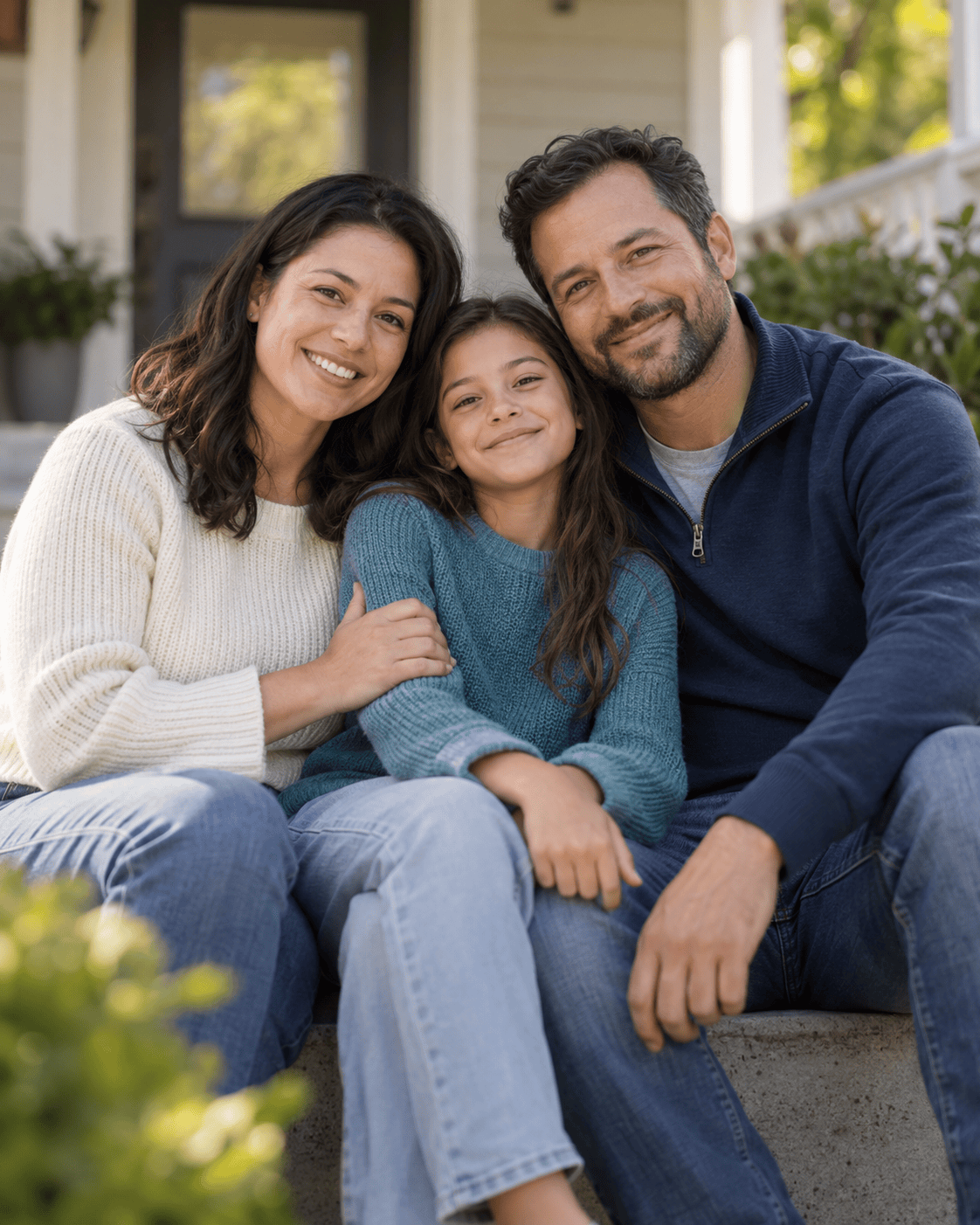 AI-generated illustration of a fictional family together at home
